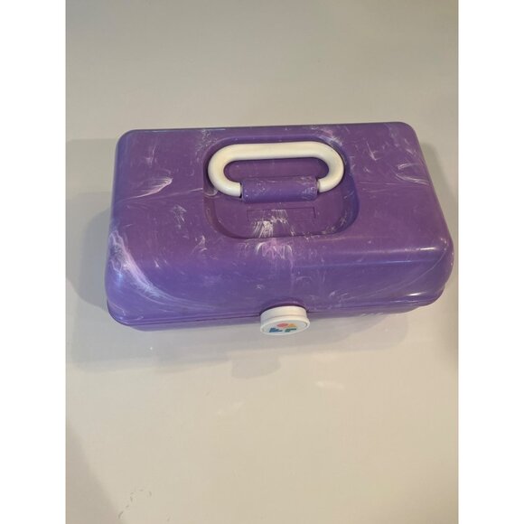 Vintage Purple Marbled Plastic Carry Case With Handle & Latch Closure - Picture 3 of 12